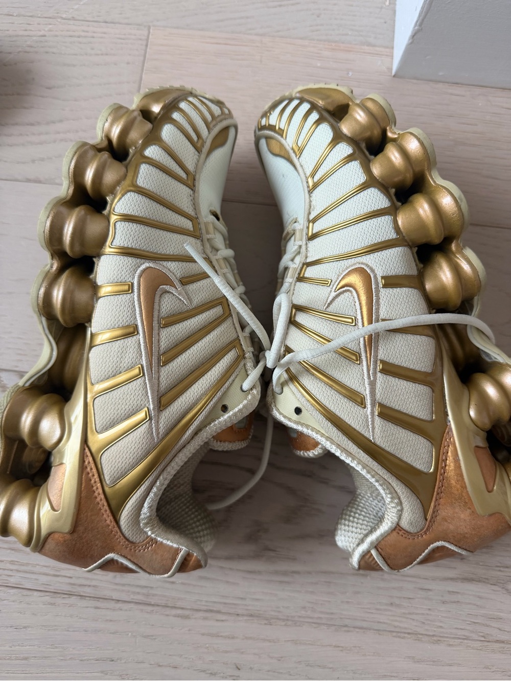Nike Women's Cream and Gold Low-Top Sneakers